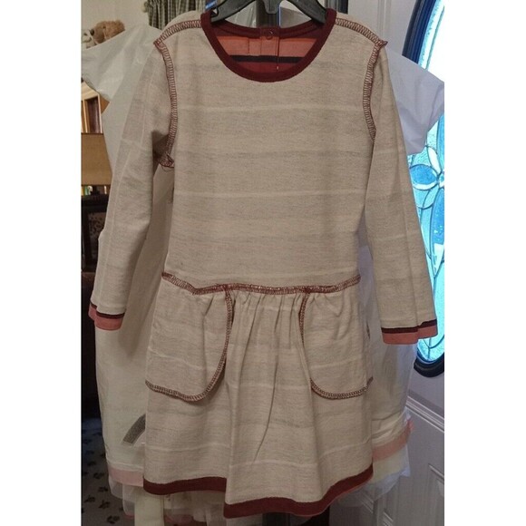 Pumpkin Patch Girls Burgundy Pink Stripe Fleece Pocket Dress Size 4 NWT! Cute! - Picture 8 of 9